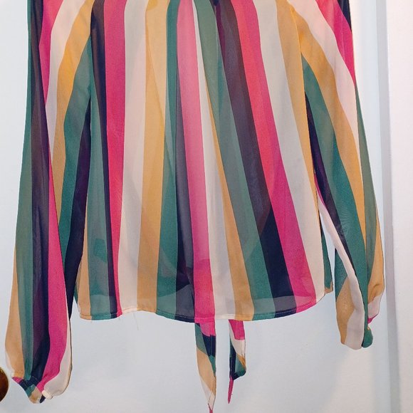 MULTI COLOR PIN STRIPE SUMMER/SPRING BLOUSE - Picture 7 of 7